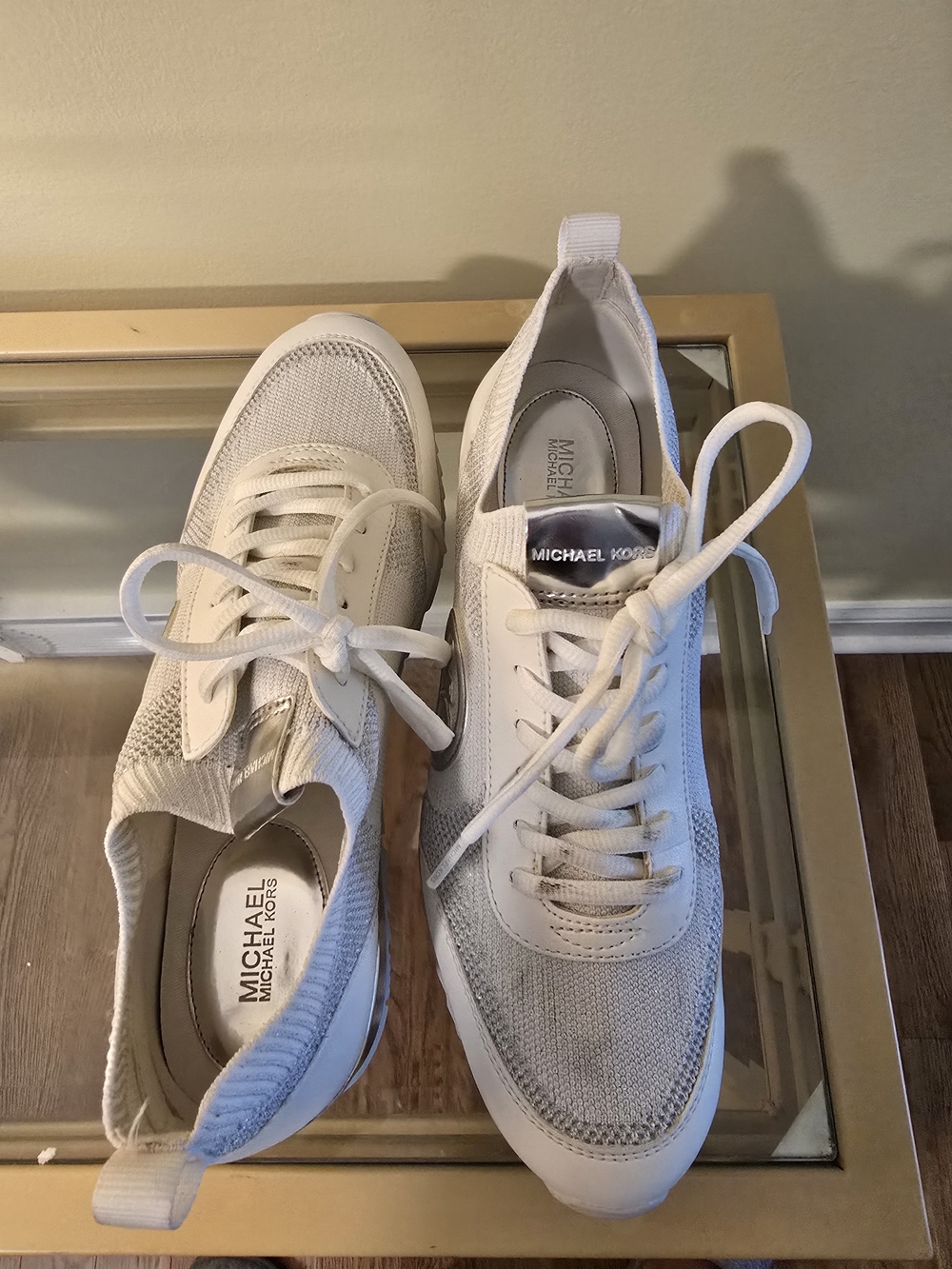 Michael Kors Women’s White Knit Lace-Up Sneakers